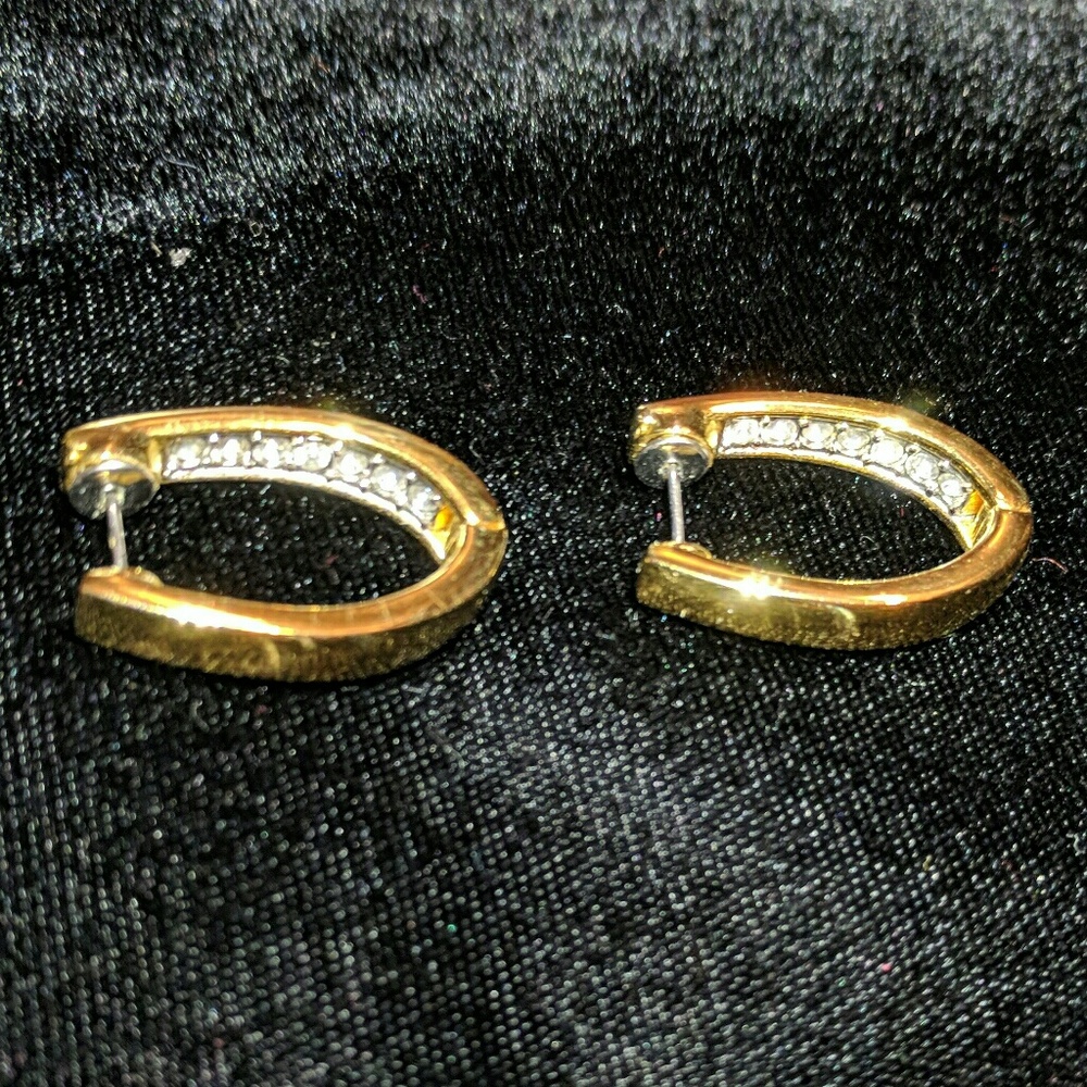 Joan Rivers Pointed Gold Hoops with Gems Inside